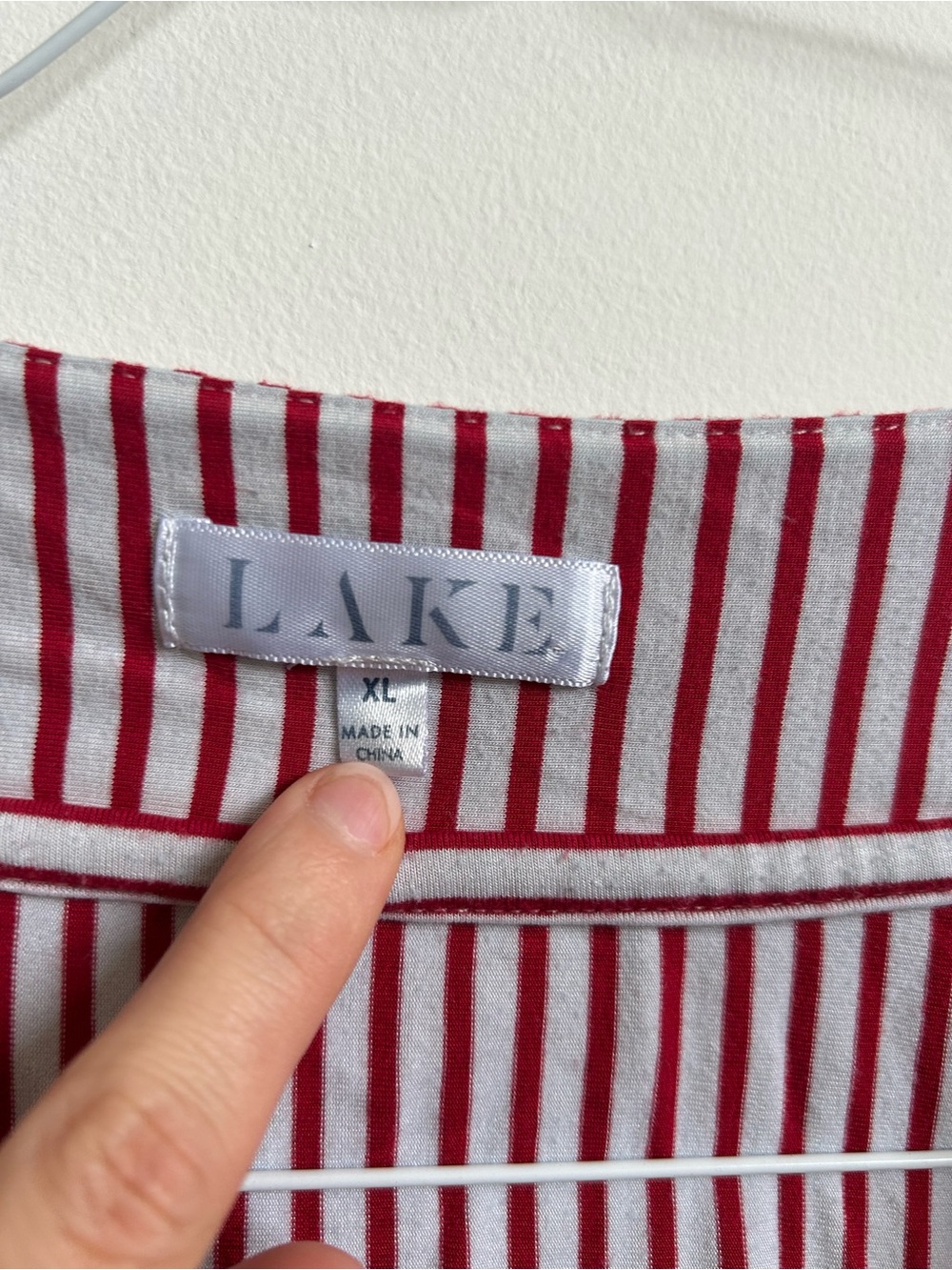 LAKE Pajama Red and White Striped Wrap Kimono Top XL - Picture 2 of 10